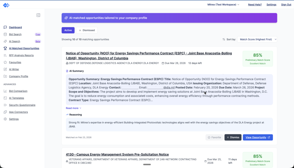 AI Matched Opportunities sent daily to Narwin customers